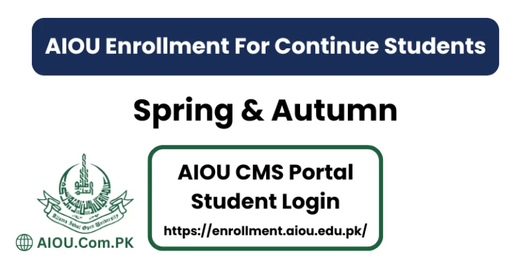 AIOU Enrollment For Continue Students CMS Portal AIOU