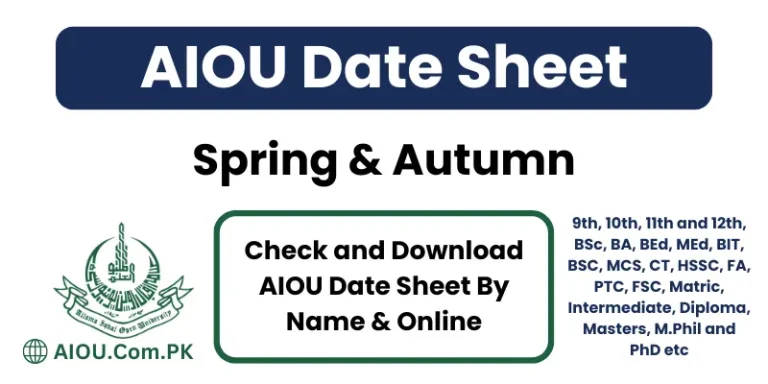 AIOU Date Sheet Check All Programs Spring & Autumn