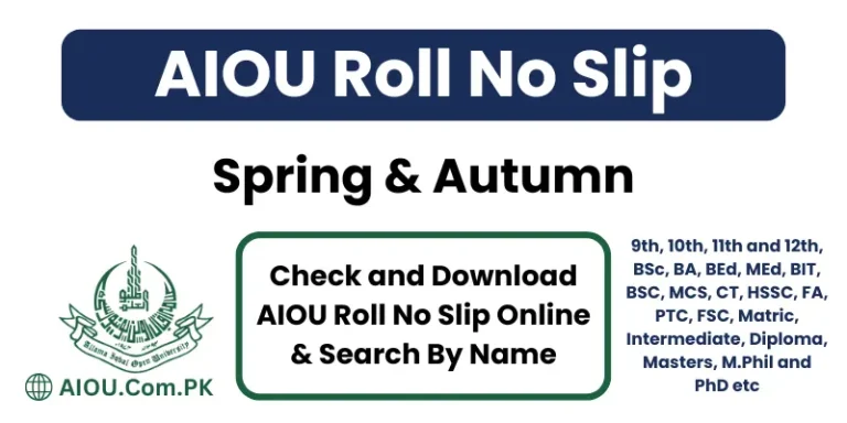 AIOU Roll No Slip Spring and Autumn Download